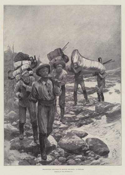 Goldsuche in British Columbia, ein Portage von Richard Caton Woodville junior