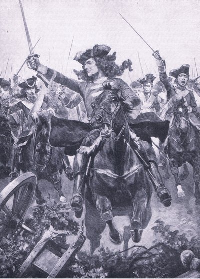 Der Herzog von Marlborough in der Schlacht von Oudenarde, 11. Juli 1708, Illustration aus Britische Schlachten zu Land und zu Wasser, 1915 von Richard Caton Woodville junior
