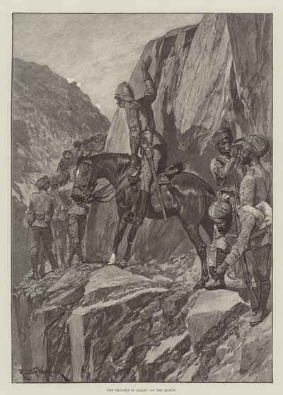 Die Unruhen in Gilgit, auf dem Marsch von Richard Caton Woodville junior