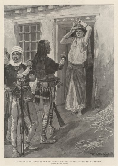 Der Ärger an der Turco-Serbischen Grenze, Albaner fordern Waffen und Munition in einem serbischen Haus von Richard Caton Woodville junior
