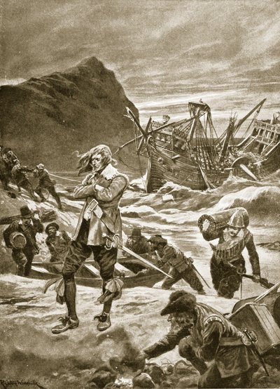 Schiffbruch auf den Bermudas, 1609, Illustration aus 