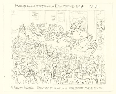 1849, Ein Bahnhof zeigt die Reisenden, die sich erfrischen von Richard Doyle