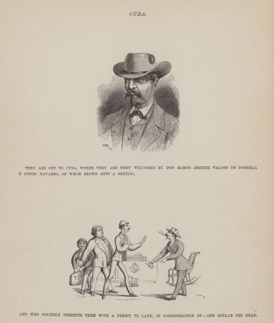 Seite aus Die amerikanische Tour von Messrs Brown, Jones und Robinson (Gravur) von Richard Doyle