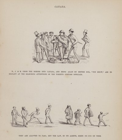 Seite aus Die amerikanische Tour von Herrn Brown, Jones und Robinson von Richard Doyle