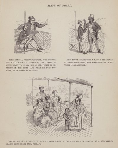 Seite aus Die amerikanische Tour von Herrn Brown, Jones und Robinson (Gravur) von Richard Doyle