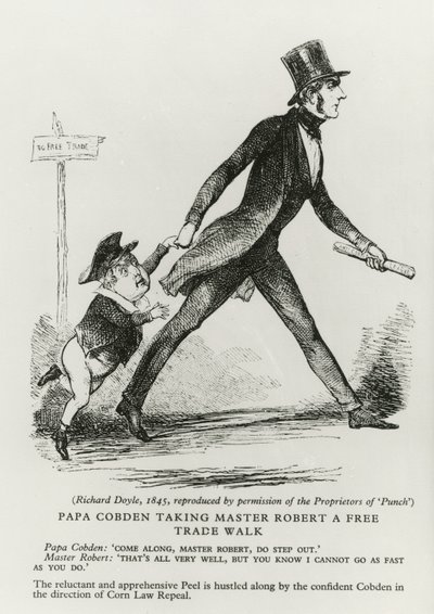 Papa Cobden nimmt Meister Robert auf einen Freihandels-Spaziergang, 1845 von Richard Doyle