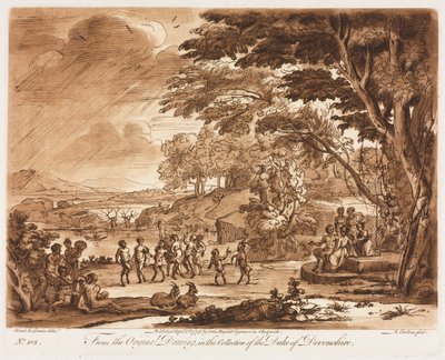 Liber Veritatis: Nr. 108, Landschaft mit tanzenden Satyrn und Nymphen, 1775 von Richard Earlom
