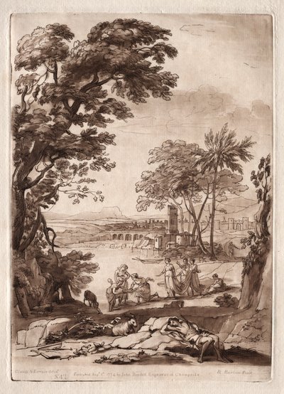 Liber Veritatis: Nr. 47, Eine Flusslandschaft mit der Auffindung von Moses von Richard Earlom
