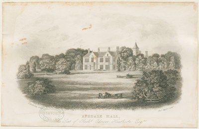 Apedale Hall Haus und Park: Stahlgravur, spätes 18. Jh. von Richard Edensor Heathcote