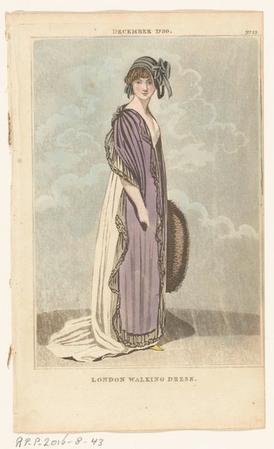 Magazin der weiblichen Mode von London und Paris, Nr. 22, Dezember 1799. London Spazierkleid von Richard Phillips
