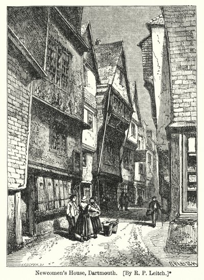 Newcomens Haus, Dartmouth (Gravur) von Richard Principal (after) Leitch