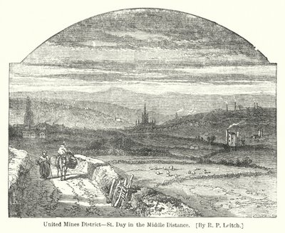 United Mines District, St Day in der mittleren Entfernung (Gravur) von Richard Principal (after) Leitch