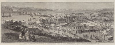 Teil der Stadt und des Hafens von Dunedin, der Hauptstadt von Otago, Neuseeland von Richard Principal Leitch