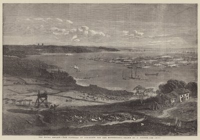 Die Marineparade, die Flottille der Kanonenboote vor der Motherbank von Richard Principal Leitch