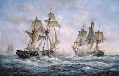 Gefechtsaktion zwischen der U.S. Sloop-of-War Wasp und der H.M. Brig-of-War Frolic, 1812 von Richard Willis
