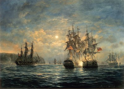 Gefechte zwischen der Bonhomme Richard und der Serapis vor Flamborough Head, 1779 von Richard Willis
