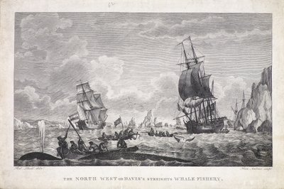 Die Nordwest- oder Davisstraße Walfischerei (Druck) von Robert (after) Dodd