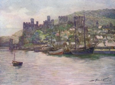 Schloss Conway und Kai, Mittag (Farblithografie) von Robert (after) Fowler