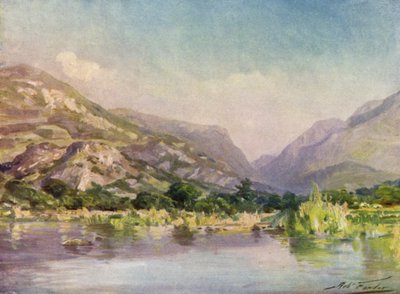 Am Fluss Seiont, Carnarvonshire, Abendglühen von Robert (after) Fowler