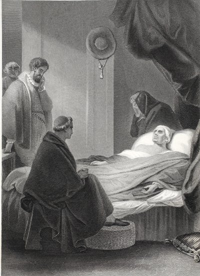 Der Tod von Kardinal Wolsey, graviert von A.H. Payne von Robert (after) Smirke