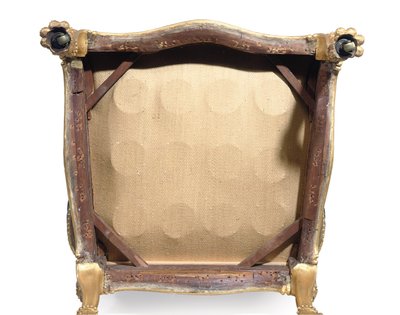 Einer von einem Paar George III vergoldeten Armstühlen von Robert Adam