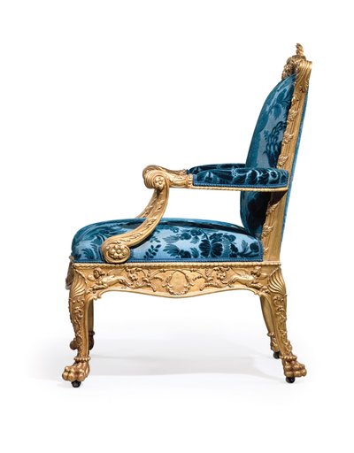 Einer von einem Paar George III vergoldeten Holzsesseln von Robert Adam