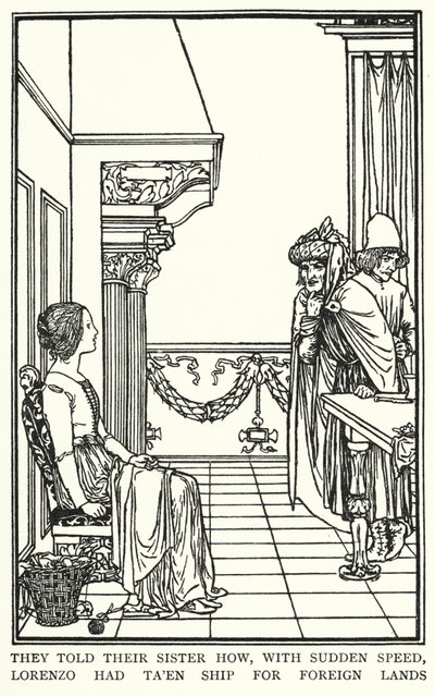 Illustration für Gedichte von John Keats: Isabella oder Der Basilikumtopf (Lithografie) von Robert Anning Bell