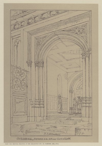 Eingang zu den verschiedenen Gerichtshöfen, Guildhall, City of London von Robert Blemell (after) Schnebbelie