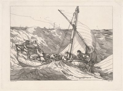 Boot in einem Sturm auf See von Robert Blyth, after John Hamilton Mortimer