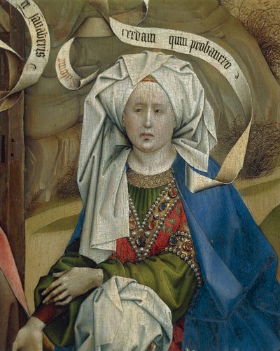 Detail einer Frau aus der Geburt Christi, von Meister von Flemalle Robert Campin, circa 1420 von Robert Campin
