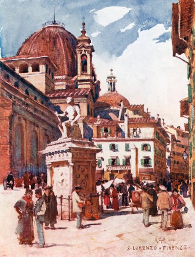 Piazza S Lorenzo mit der Statue von Giovanni delle Bande Nere von Robert Charles Goff