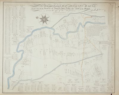Eine neue und korrekte Karte von Hackney Marsh, 1745 von Robert Davies