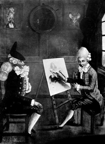 Der Macaroni-Maler oder Billy Dimple sitzt für sein Bild, 1770 von Robert Dighton