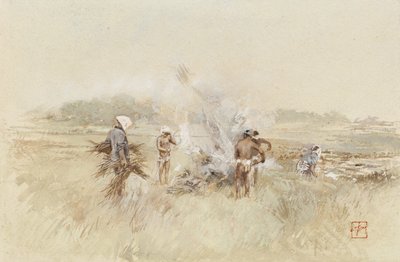 Bei der Arbeit, Bürsten auf schwelende Feuer häufen von Robert Frederick Blum