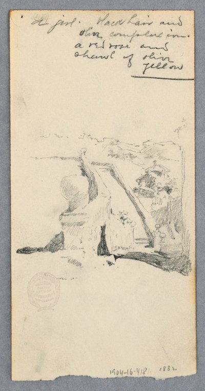 Blick von einem hohen Ort in die Stadt (recto); Frau mit Krug (verso), 1882 von Robert Frederick Blum