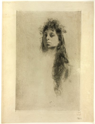 Kopf einer Frau mit langem Haar von Robert Frederick Blum