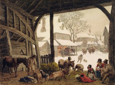 Ein Dorfschneeszene, 1819 von Robert Hills