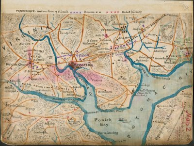 (Karte des unteren Potomac River mit Picket-Linien, Januar 1862) von Robert Knox Sneden