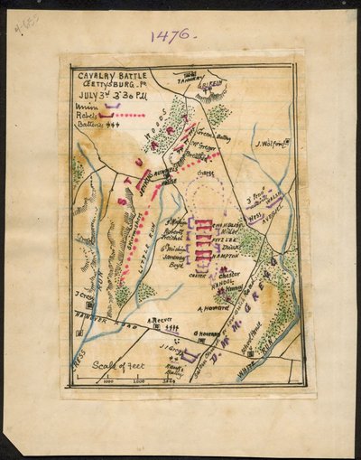 Kavallerie-Schlacht, Gettysburg, Pa. 3. Juli 15:30 Uhr von Robert Knox Sneden