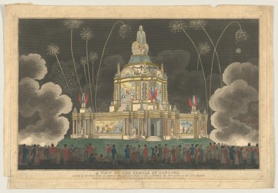Ansicht des Tempels der Eintracht im Green Park, zur Feier des G..., 9. September 1814 von Robert Laurie