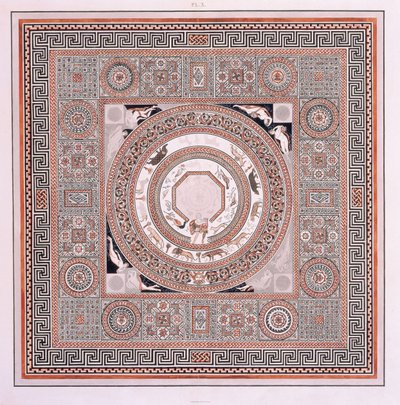 Das Große Mosaik: das Orpheus-Mosaik in der römischen Villa von Woodchester von Robert and Lysons Samuel (after) Smirke