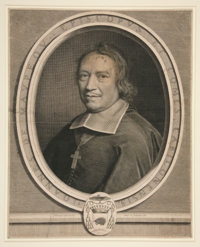 Porträt von Jean de Maupeou, Bischof und Graf von Chalons-sur-Saône von Robert Nanteuil