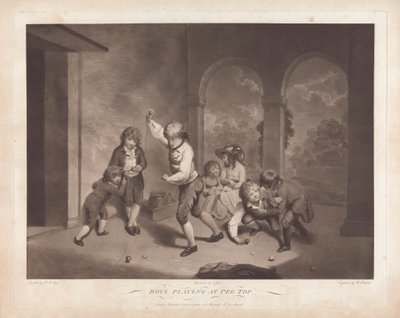 Jungen spielen Kreisel von Robert Pollard