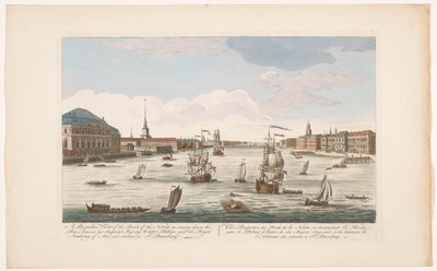 Blick auf den Fluss Neva in Sankt Petersburg, stromabwärts gesehen von Robert Sayer (possibly)