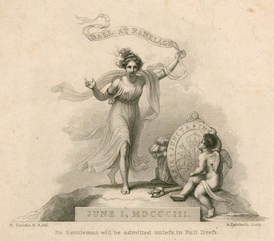 Einladung zu einem Ball in den Ranelagh Gardens, Millbank, London, 1. Juni 1803 von Robert Smirke