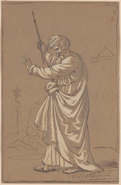 Aaron verwandelt seinen Stab in eine Schlange von Robert W. Weir
