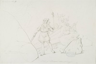 Ilmarinen schmiedet den Sampo; Originalzeichnung für die Serie "Kalewala, Finsk National-dikt, dargestellt in Zeichnungen von R.W.Ekman" von Robert Wilhelm Ekman