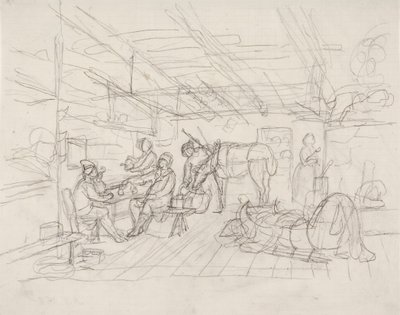 Innenraumentwurf mit Porträt des Kaufmanns Julin von Robert Wilhelm Ekman