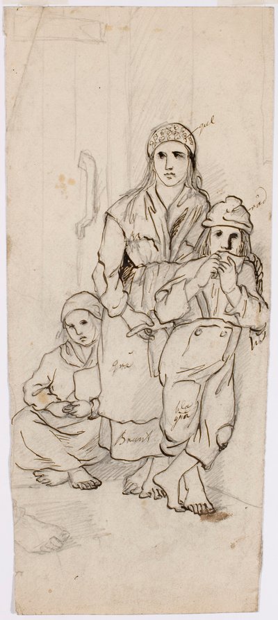 Frau, Junge und Mädchen in Tracht von Robert Wilhelm Ekman