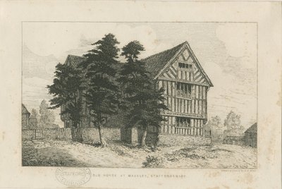 Madeley - Altes Haus: Radierung, nd [1804-1875] von Robert William Buss